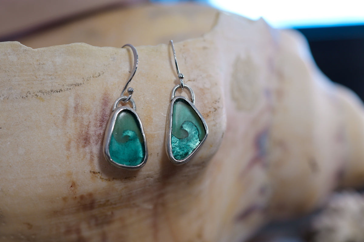 Earrings - Sterling Silver 925 - Sea glass