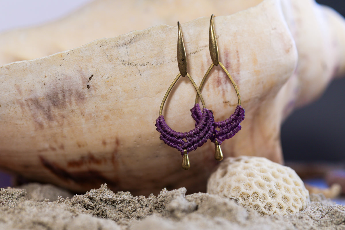 Macramé Earrings - Purple