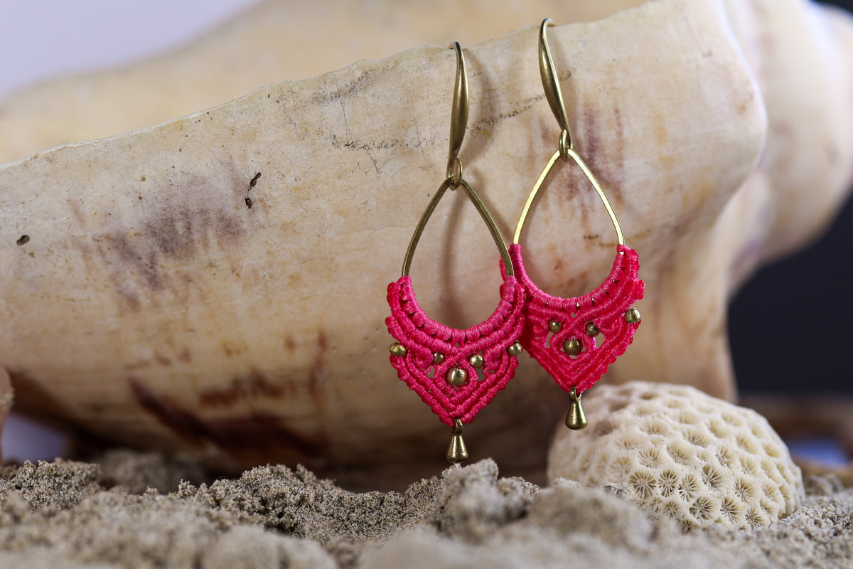 Macramé Earrings - Pink