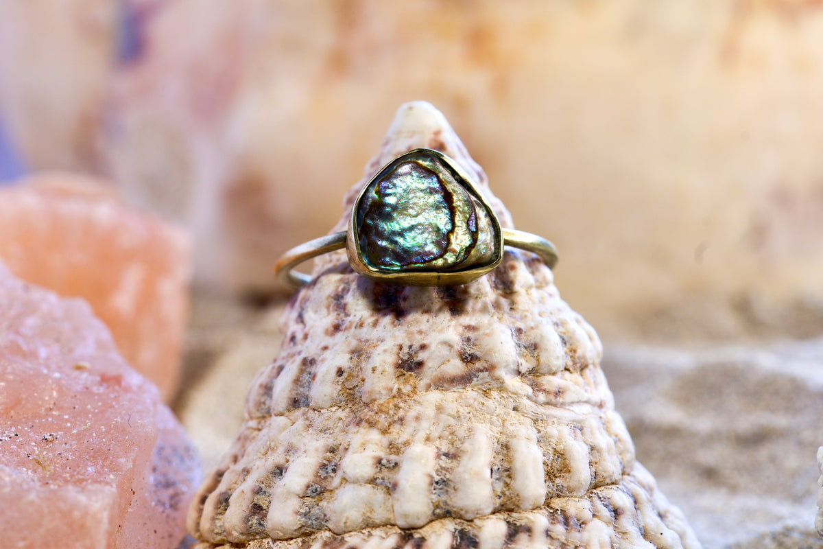 Brass Ring - Earthly Treasures - Pāua Shell - P+ / 8.25