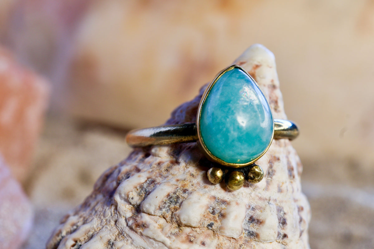 Brass Ring – Earthly Treasures - Amazonite - N / 7