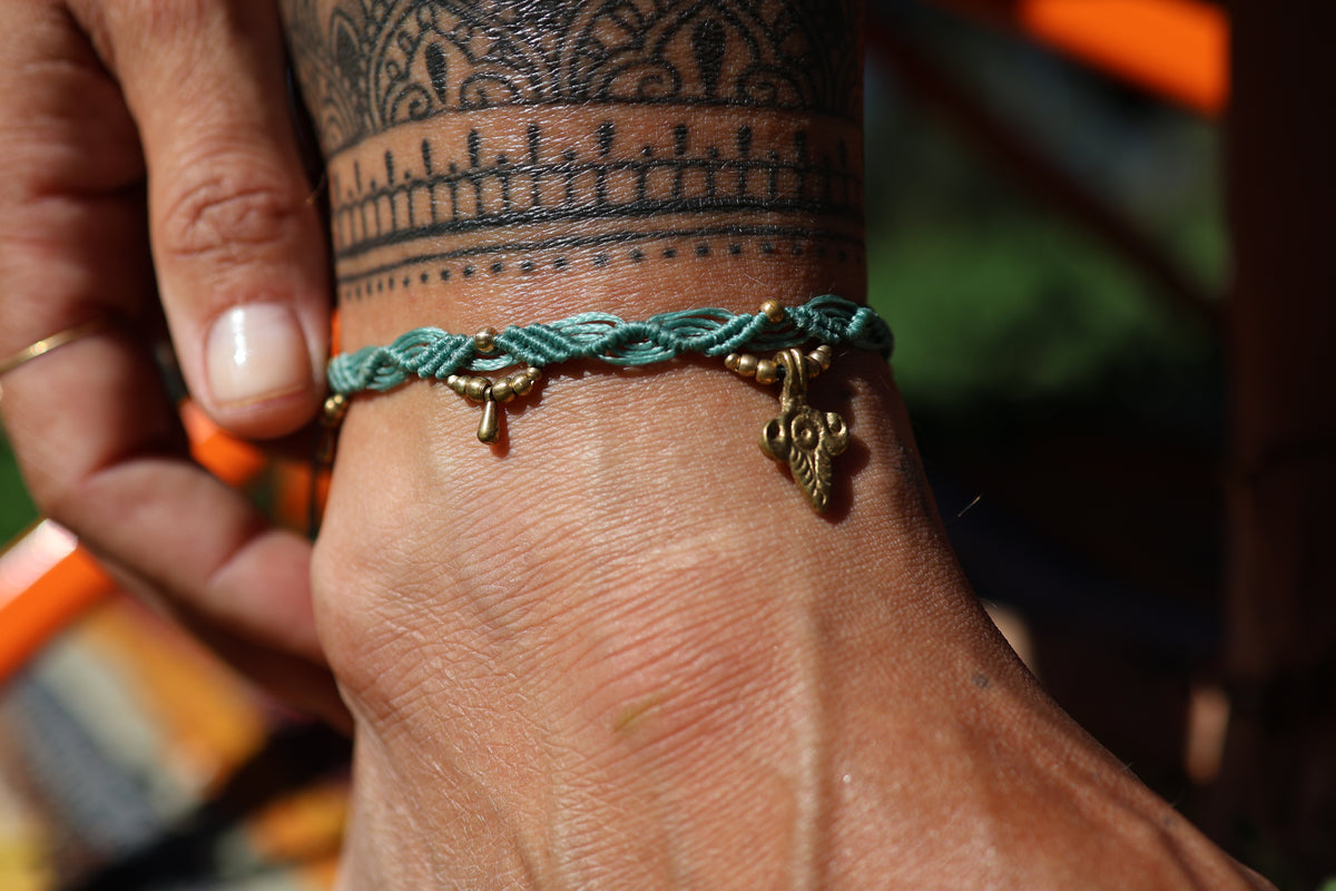 Brass Anklet - Bohemian - Teal / B21