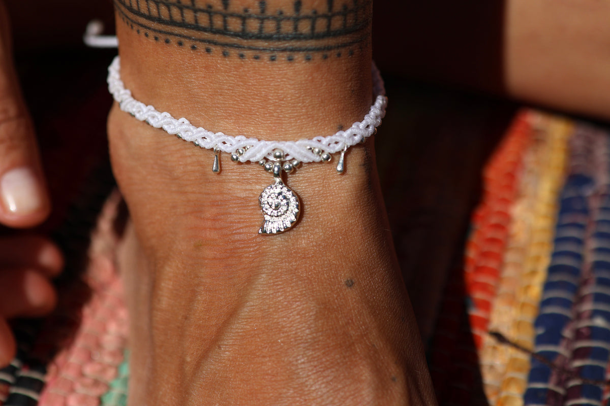 Silver Anklet - Little Soul - White / S7