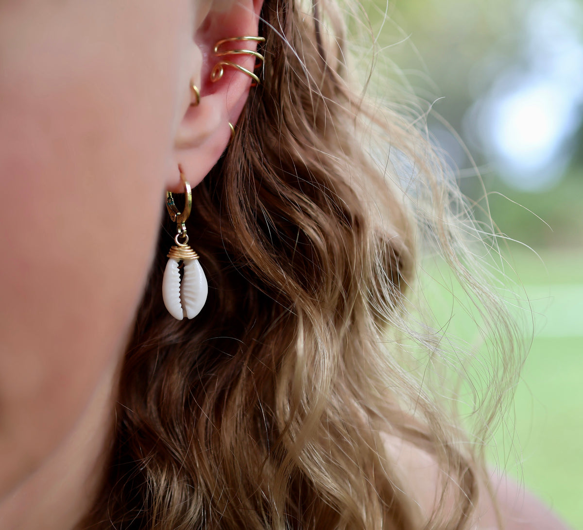 Message in the Bottle - Earrings - Cowrie Shell