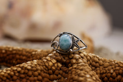 Sterling Silver 925 Ring - Mermaid Collection - Larimar - R / 9