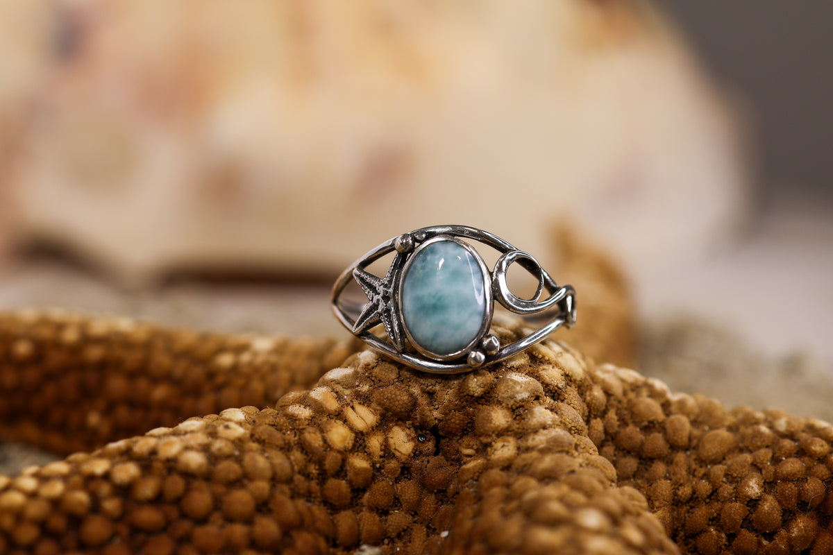 Sterling Silver 925 Ring - Mermaid Collection - Larimar - R / 9