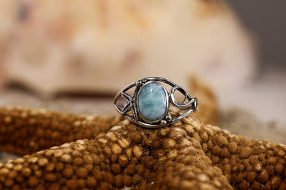 Sterling Silver 925 Ring - Mermaid Collection - Larimar - R / 9
