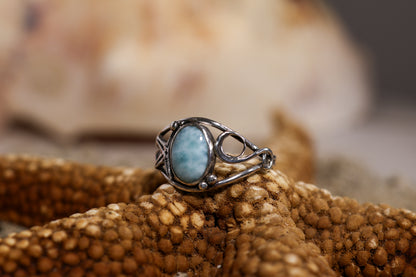 Sterling Silver 925 Ring - Mermaid Collection - Larimar - R / 9