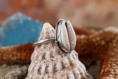 Sterling Silver 925 Ring - Timeless Treasures - Cowrie Shell - N+ / 7.25