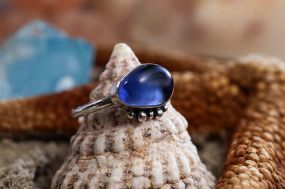 Sterling Silver 925 Ring - Timeless Treasures - Sea Glass- Purple - Q+ / 8.75