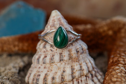 Sterling Silver 925 Ring - Timeless Treasures - Malachite - Q+ / 8.75