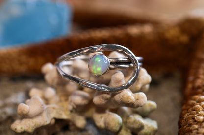 Sterling Ring - Seaside Stories - Ethiopian opal - Adjustable