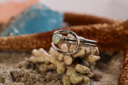 Sterling Ring - Seaside Stories - Ethiopian opal - Adjustable