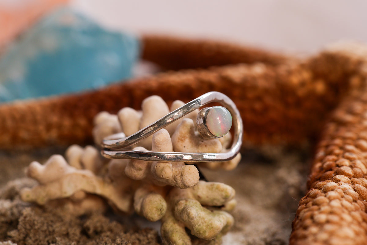 Sterling Ring - Seaside Stories - Ethiopian opal - Adjustable