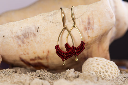 Macramé Earrings - Red