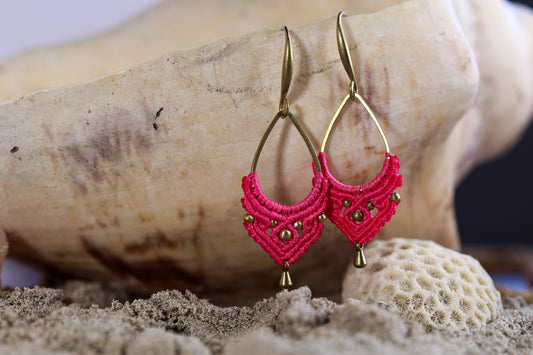 Macramé Earrings - Pink