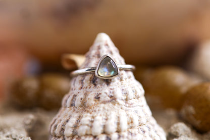 Sterling Silver 925 Ring - Simple Magic - Labradorite - N / 7