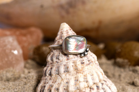 Sterling Silver 925 Ring - Simple Magic - Abalone shell - O / 7.5