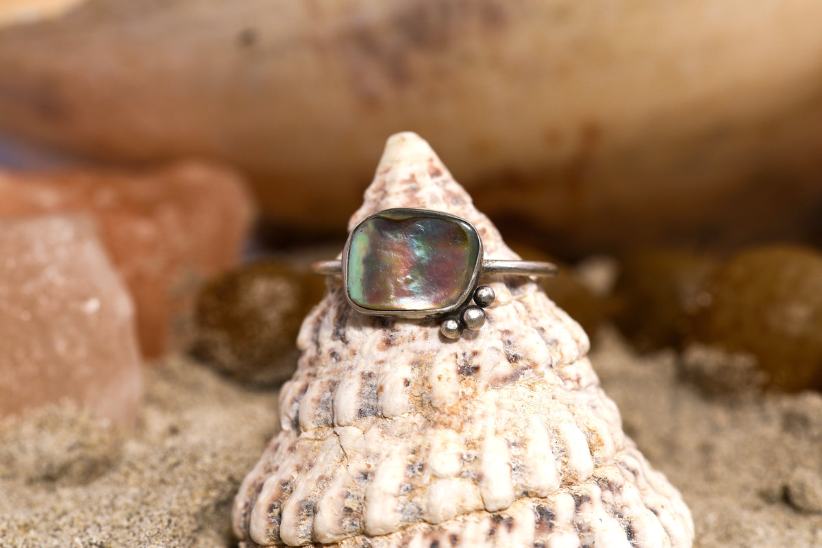 Sterling Silver 925 Ring - Simple Magic - Abalone shell - O / 7.5