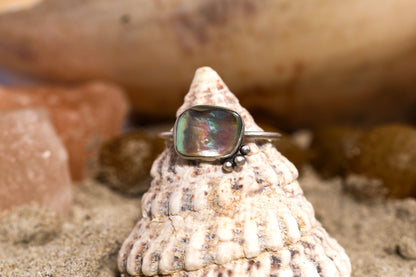 Sterling Silver 925 Ring - Simple Magic - Abalone shell - O / 7.5