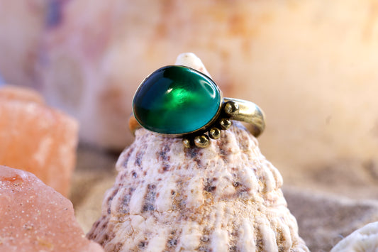 Brass Ring – Earthly Treasures - Sea Glass - Teal - P / 8