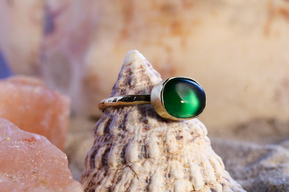 Brass Ring – Earthly Treasures - Sea Glass - Green - P / 8