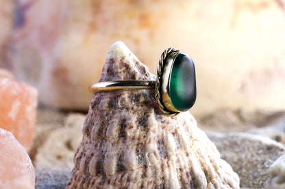Brass Ring – Earthly Treasures - Sea Glass - Green - P+ / 8.25