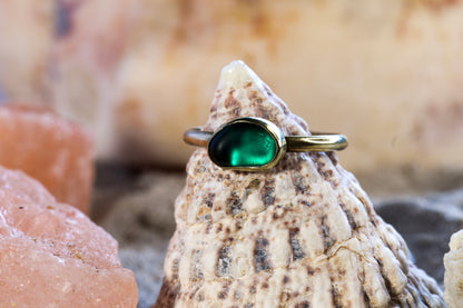 Brass Ring – Earthly Treasures - Sea Glass - Green - Q / 8.75