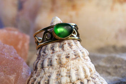 Brass Ring – Bohemian Soul - Wild Wire - Sea Glass - Green - R + / 9.25