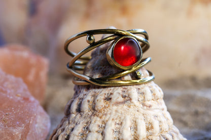 Brass Ring – Bohemian Soul - Sea Glass - Wild Wire - Red - R+ / 9.25