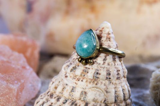Brass Ring – Earthly Treasures - Amazonite - N / 7