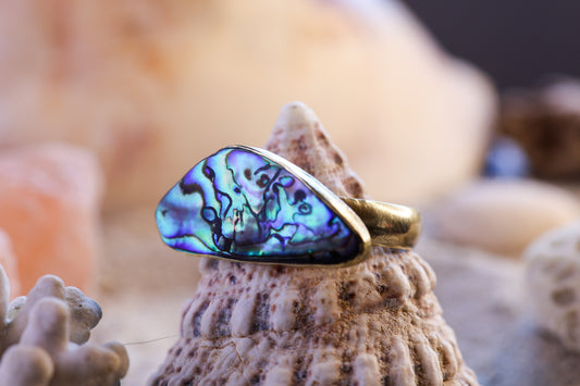 Brass Ring – Bohemian Soul -New Zealand Pāua Shell - R+ / 9.25