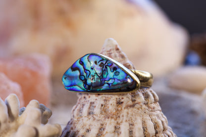 Brass Ring – Bohemian Soul -New Zealand Pāua Shell - R+ / 9.25