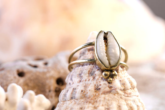 Brass Ring – Bohemian Soul - Cowrie Shell  - P / 8