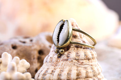 Brass Ring – Bohemian Soul - Cowrie Shell  - P / 8