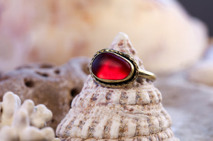 Brass Ring – Bohemian Soul - Sea Glass – Red - O+ / 7.75