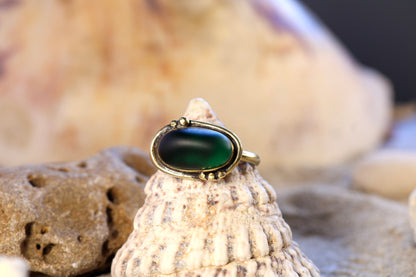 Brass Ring – Bohemian Soul - Sea Glass - Green - N / 7