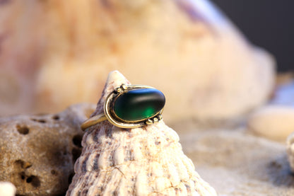 Brass Ring – Bohemian Soul - Sea Glass - Green - N / 7