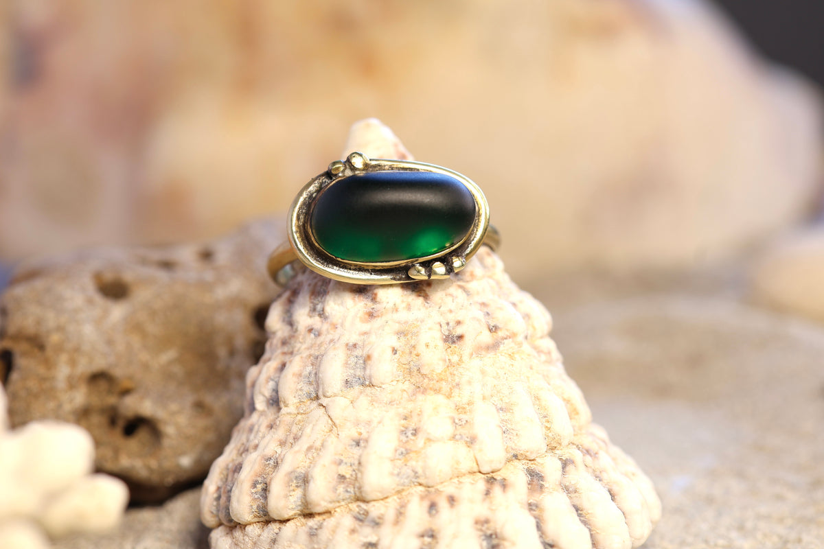 Brass Ring – Bohemian Soul - Sea Glass - Green - N / 7