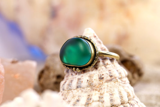 Brass Ring – Bohemian Soul - Sea Glass - Teal - P / 8