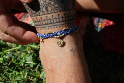 Brass Anklet - Bohemian - Dark Blue / B42 / Blue Moonstone