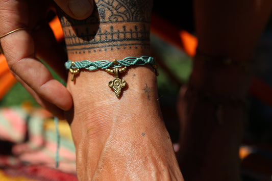 Brass Anklet - Bohemian - Teal / B21