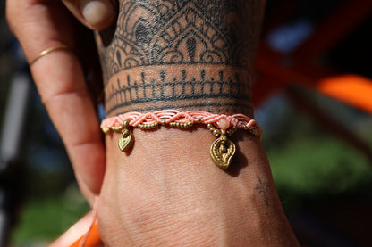 Brass Anklet - Bohemian - Peach / B22 / Rose Quartz