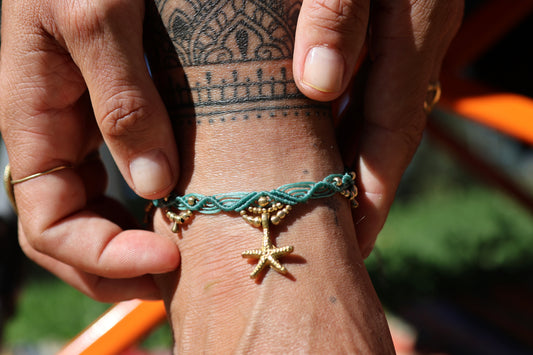 Brass Anklet - Bohemian - Teal / B34