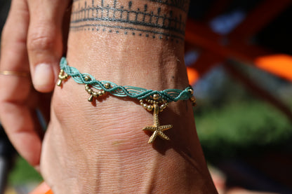 Brass Anklet - Bohemian - Teal / B34