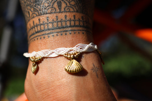 Brass Anklet - Bohemian - White / B33