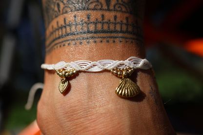 Brass Anklet - Bohemian - White / B33