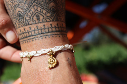Brass Anklet - Bohemian - White / B28