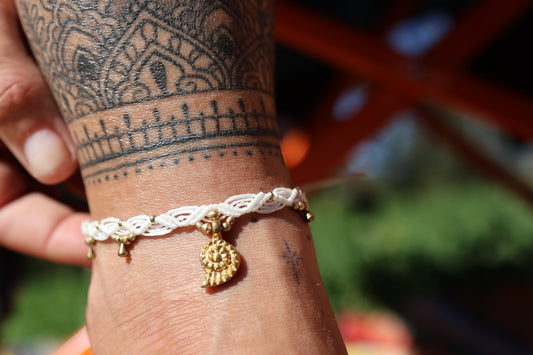 Brass Anklet - Bohemian - White / B28