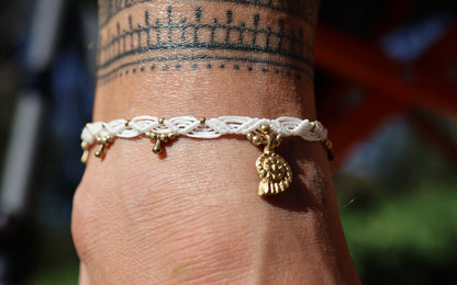 Brass Anklet - Bohemian - White / B28